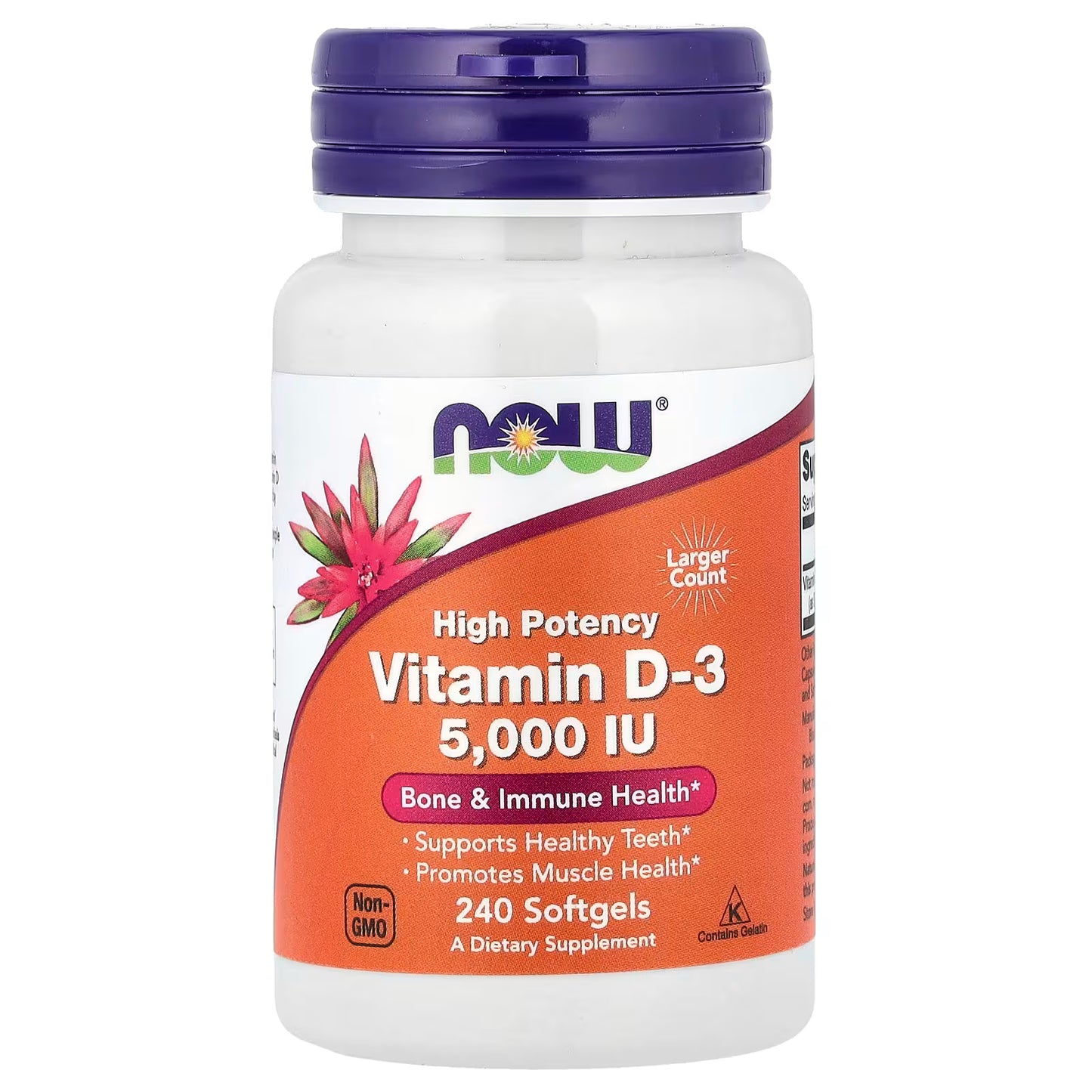 Vitamina D High Potency Vitamin D3 5,000 IU NOW