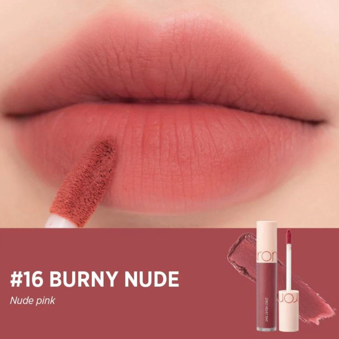16 Burnt Nude Zero Velvet Tinta Rom&nd