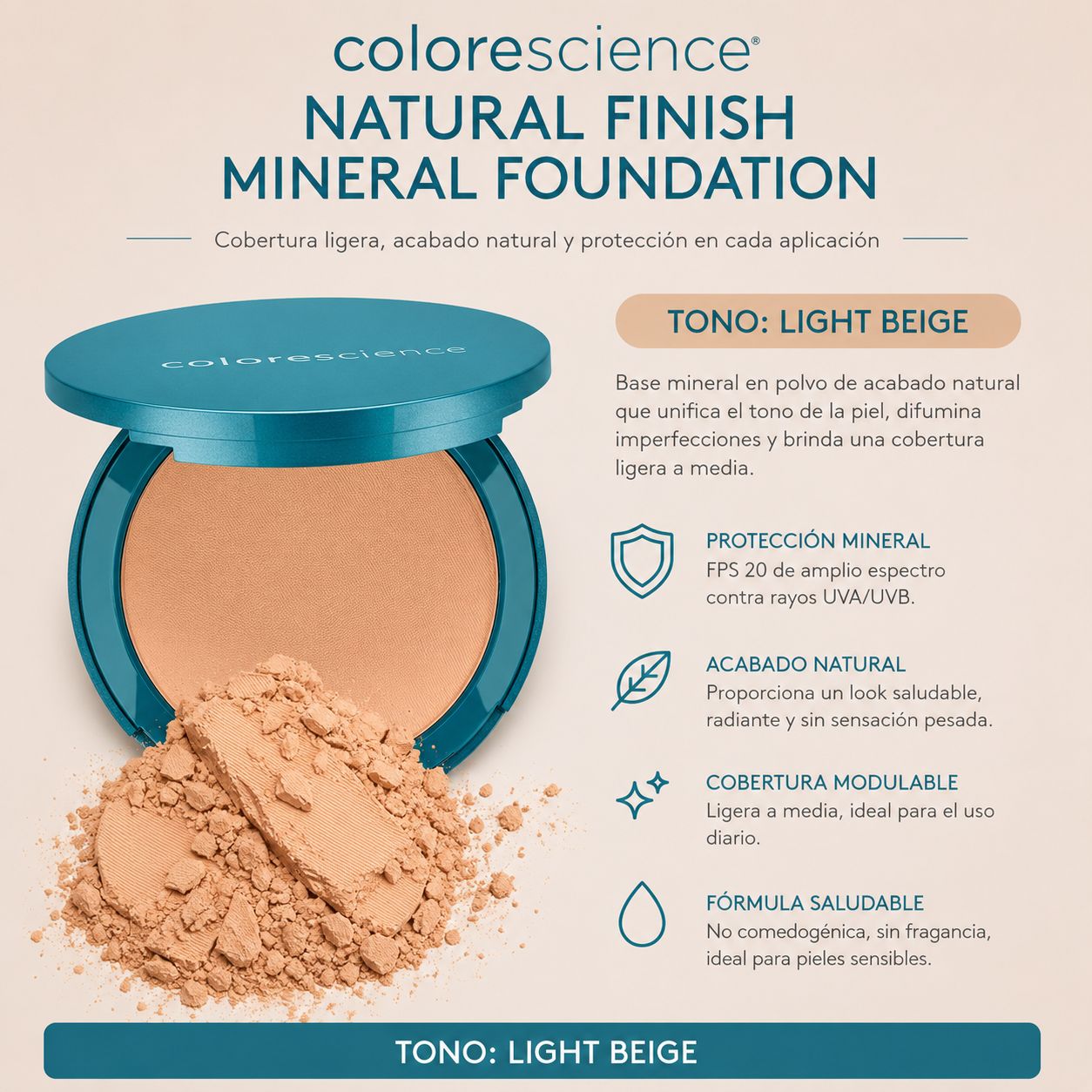 Natural Finish Pressed Foundation Compactos Colorescience
